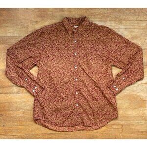Vintage Tommy Bahama Mens Floral Cotton Shirt Size Large Y2K Red/Beige